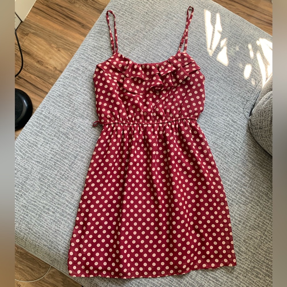 Red and Gold Polka Dot Tank Top Sundress Size S by Forever 21